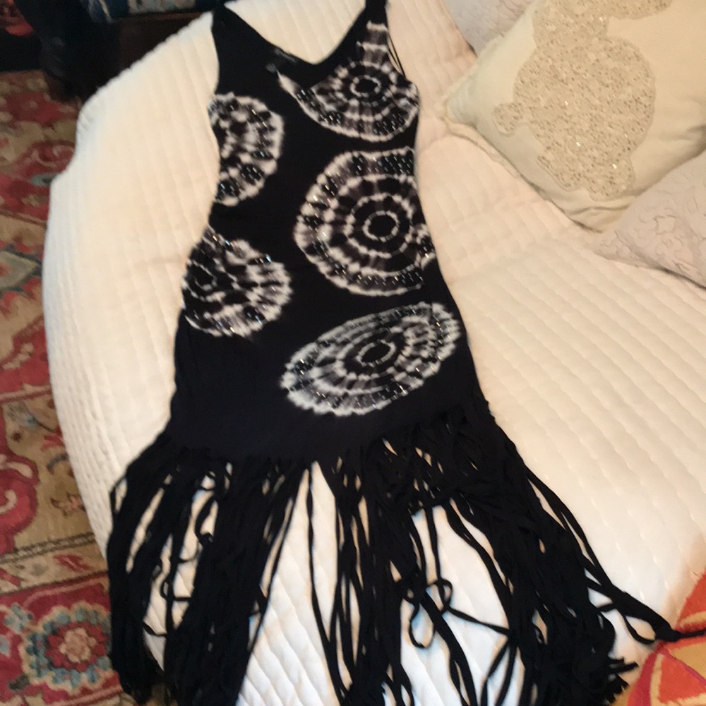 INC International Concepts (Macys) Tie dye  maxi w long fringed hem. - Picture 2 of 4